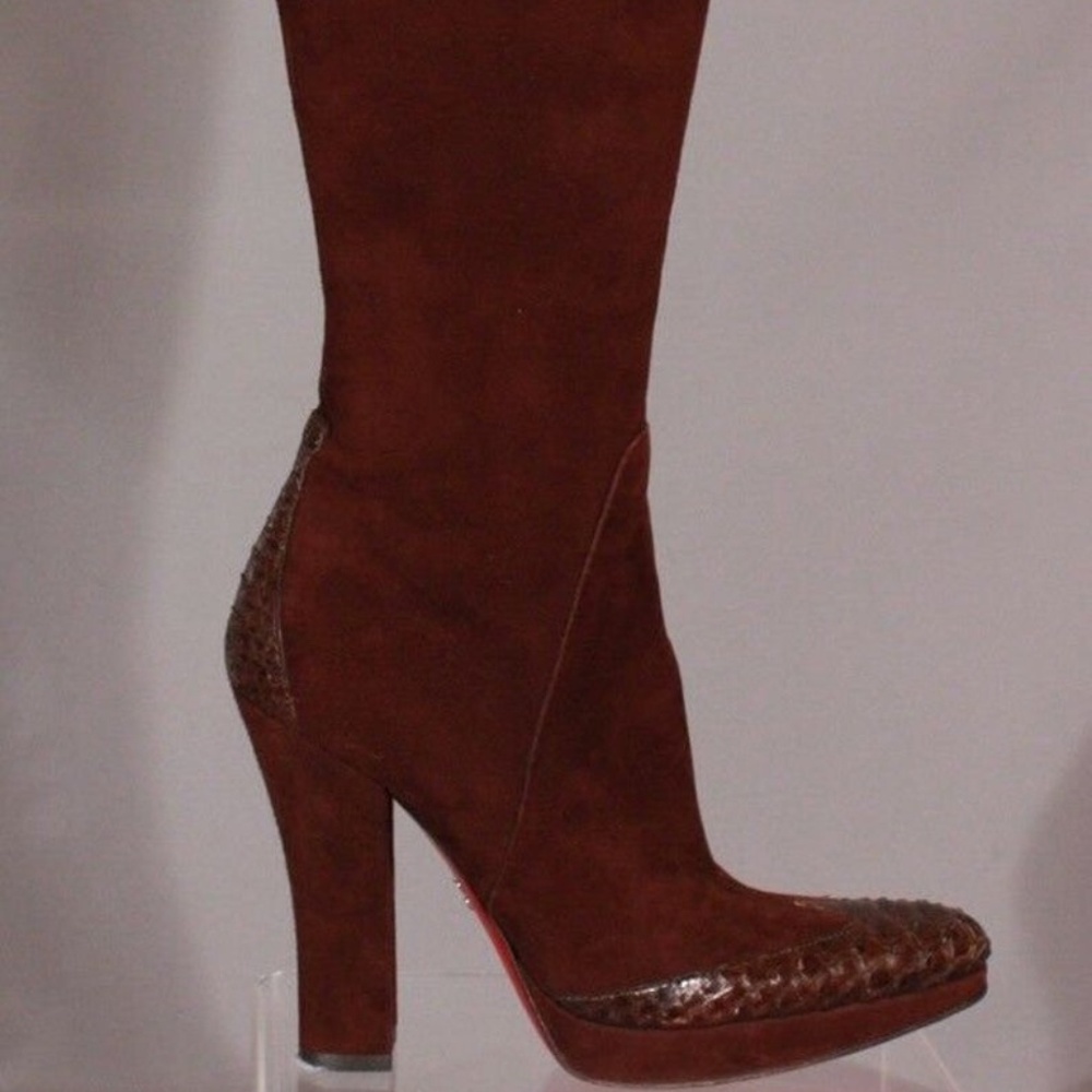 Cesare Paciotti Brown Suede Boots W/ Python 36.5 - image 6